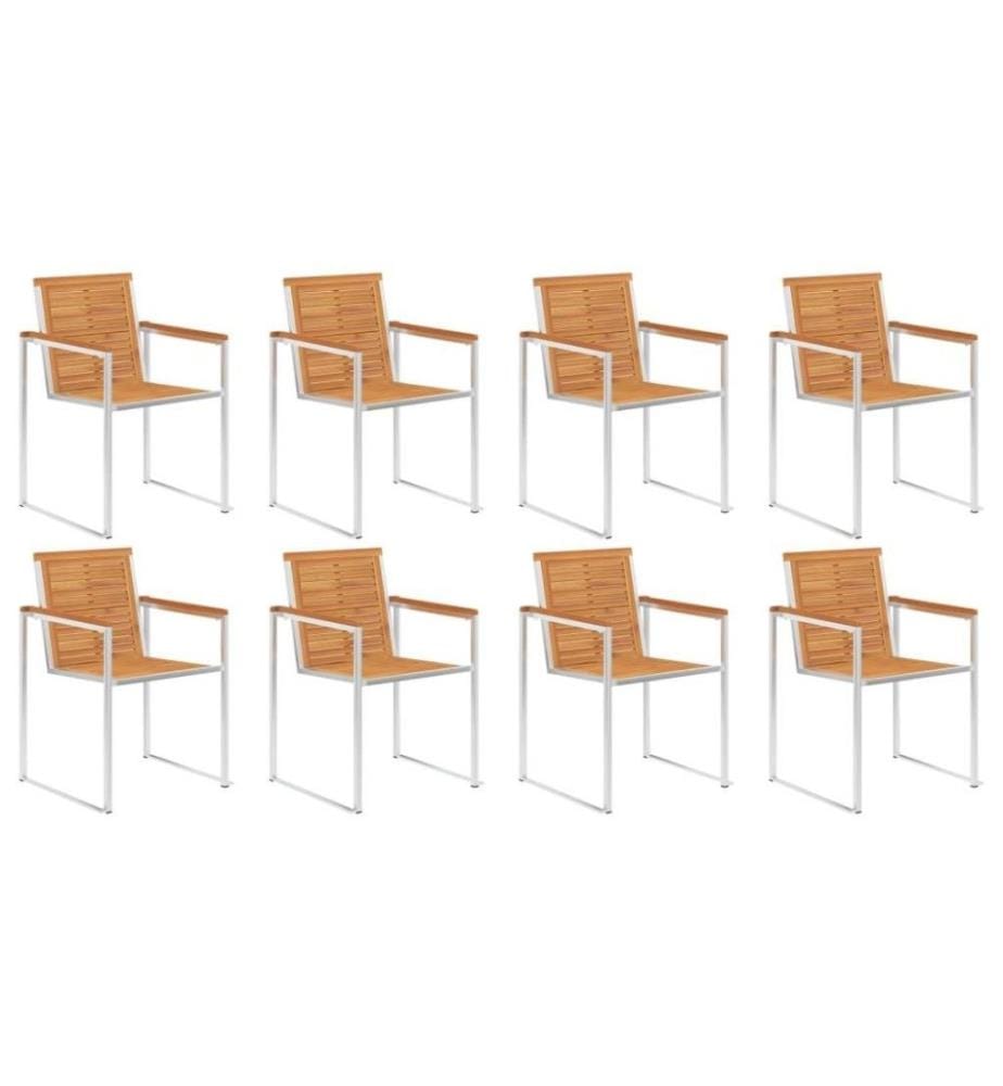 Chaises de jardin 8 pcs avec coussins Bois d'acacia solide