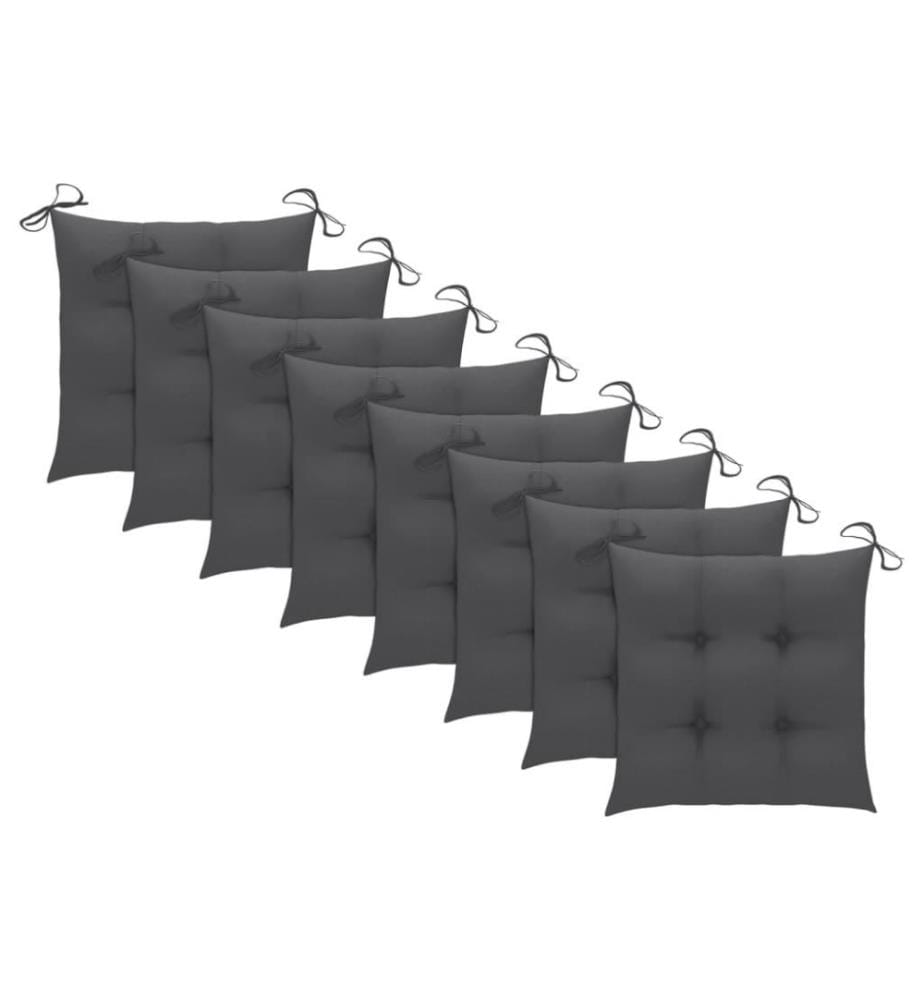 Chaises de jardin 8 pcs avec coussins Bois d'acacia solide