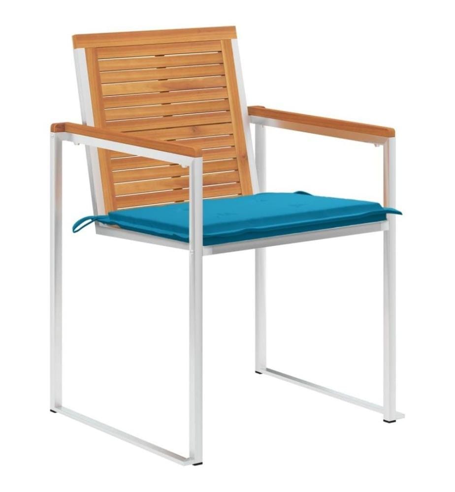 Chaises de jardin 4 pcs avec coussins Bois d'acacia massif