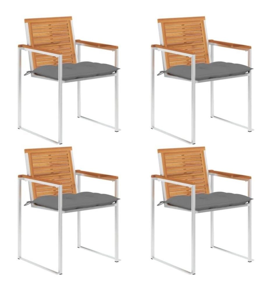 Chaises de jardin 4 pcs avec coussins Bois d'acacia massif