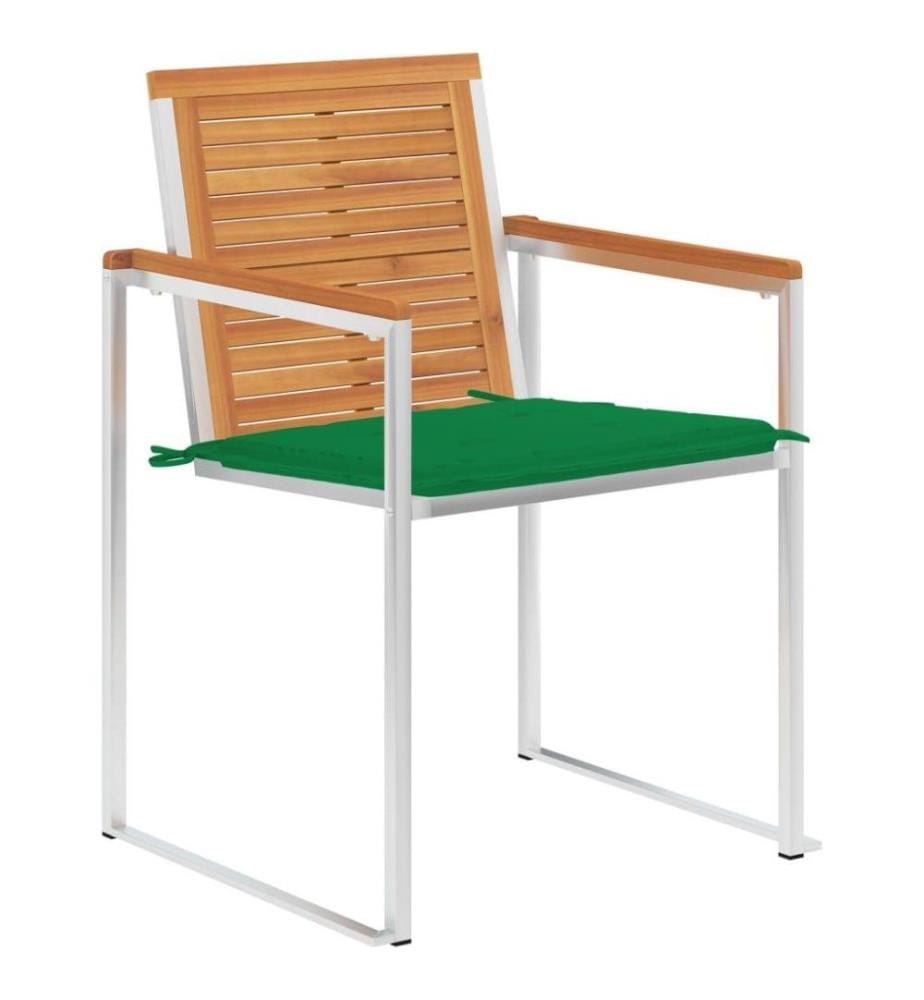Gartenstühle mit Kissen 2 Stk. Massivholz Akazie und Stahl