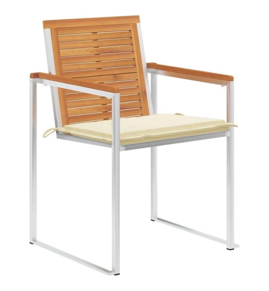 Chaises de jardin 6 pcs avec coussins Bois d'acacia solide