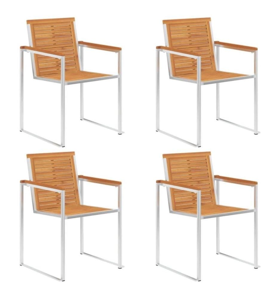 Chaises de jardin 4 pcs avec coussins Bois d'acacia massif