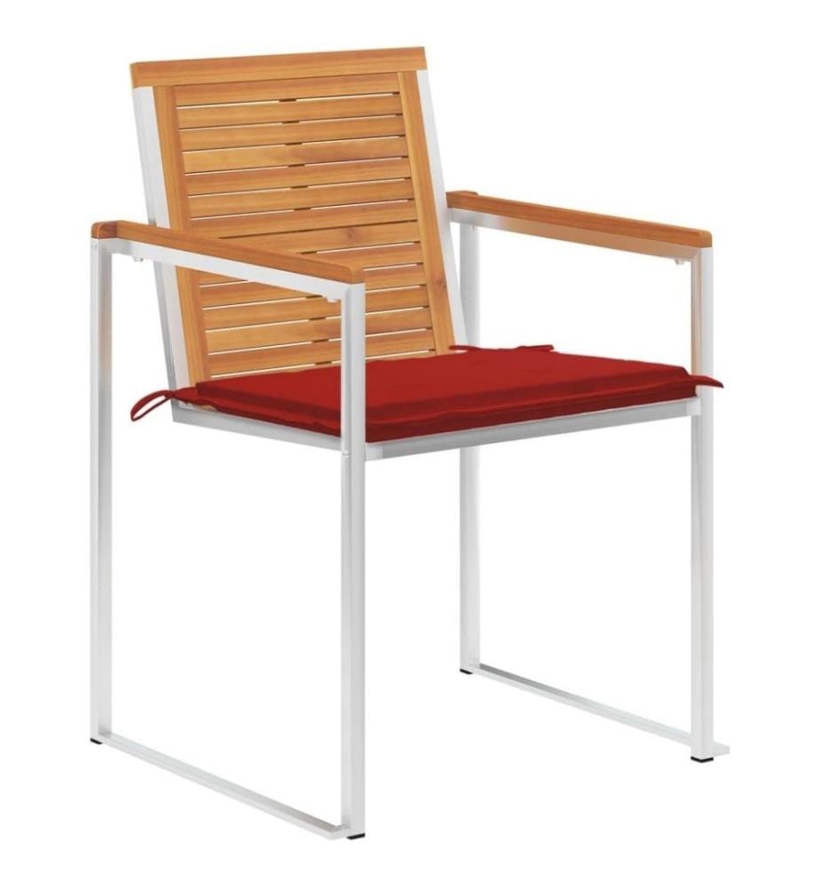 Chaises de jardin 8 pcs avec coussins Bois d'acacia solide