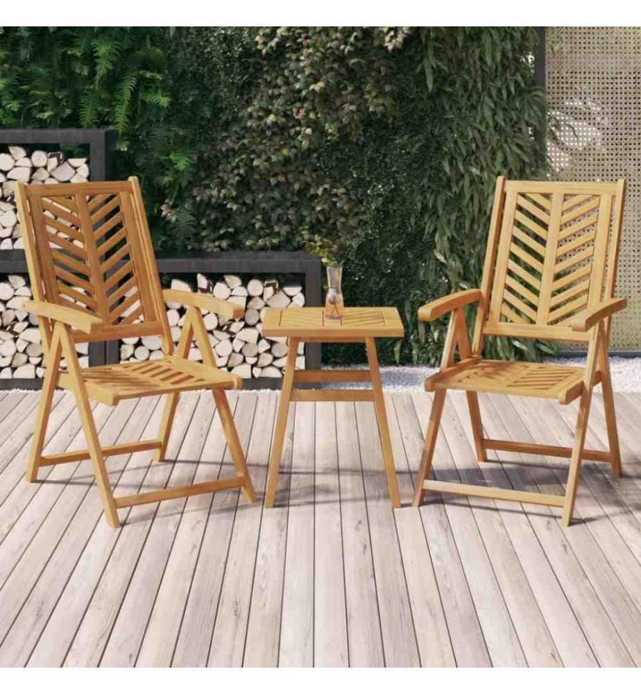 Chaises de jardin inclinables 2 pcs bois massif d'acacia