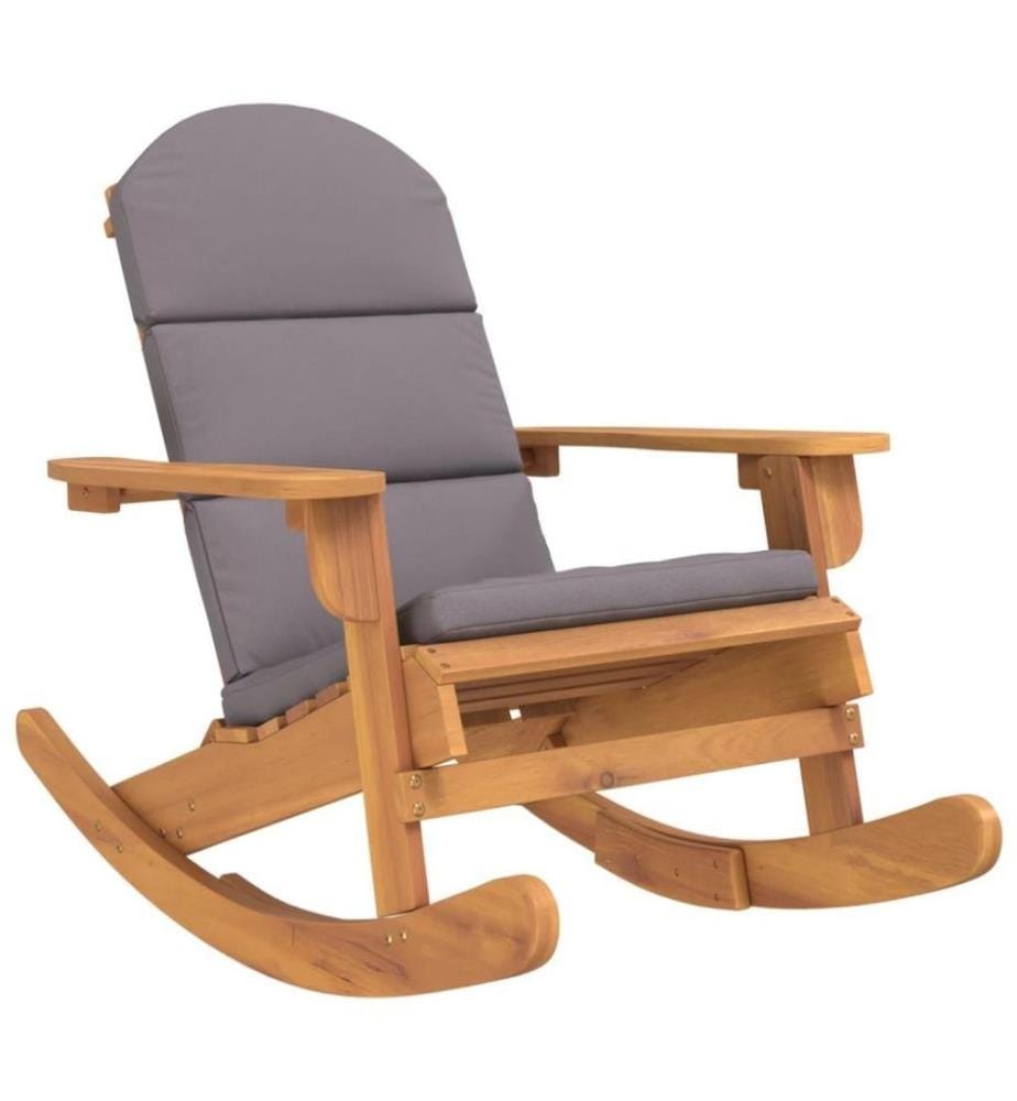 Chaise à bascule Adirondack avec coussins bois massif d'acacia