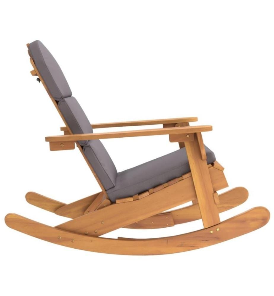 Chaise à bascule Adirondack avec coussins bois massif d'acacia