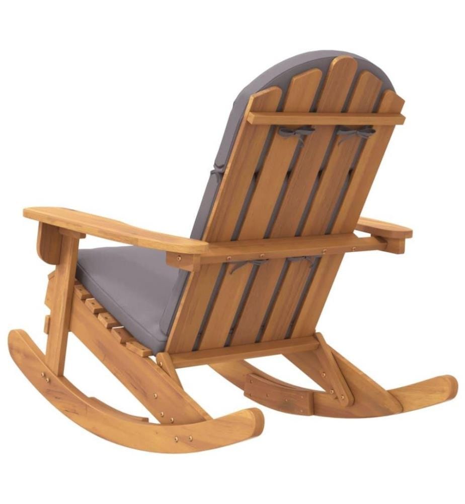 Chaise à bascule Adirondack avec coussins bois massif d'acacia