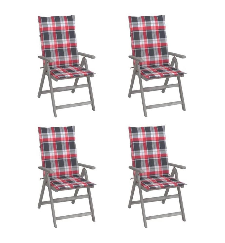 Chaises inclinables de jardin 4 pcs avec coussins Bois d'acacia