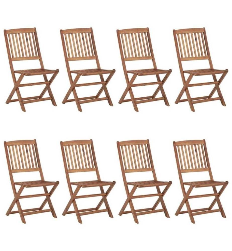 Chaises pliables de jardin 8 pcs avec coussins Bois d'acacia