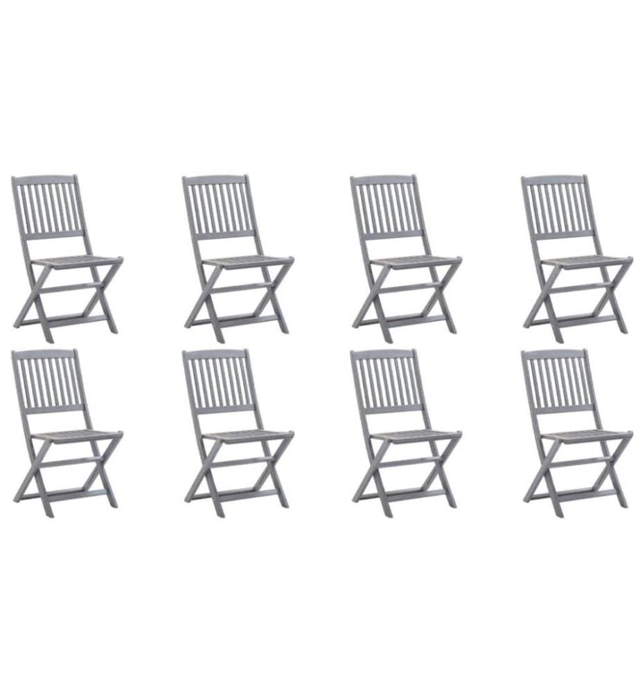 Chaises pliables d'extérieur 8 pcs avec coussins Bois d'acacia