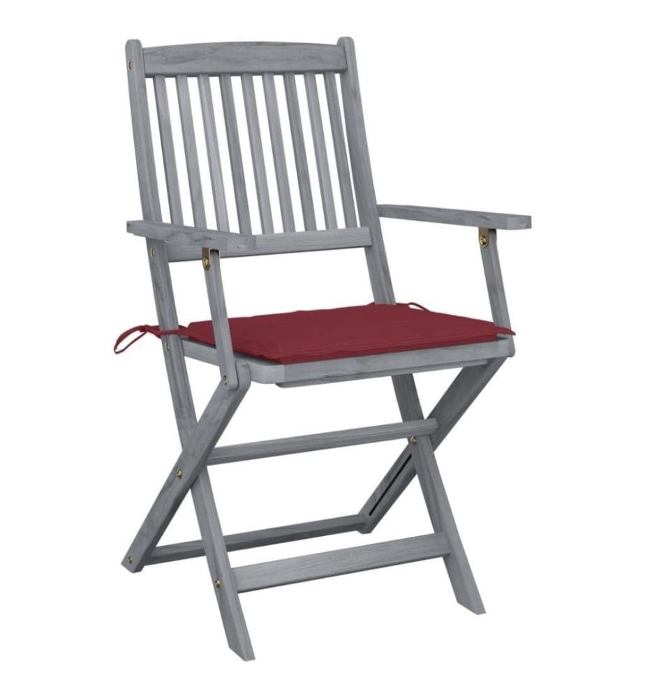 Chaises pliables d'extérieur 4 pcs avec coussins Bois d'acacia