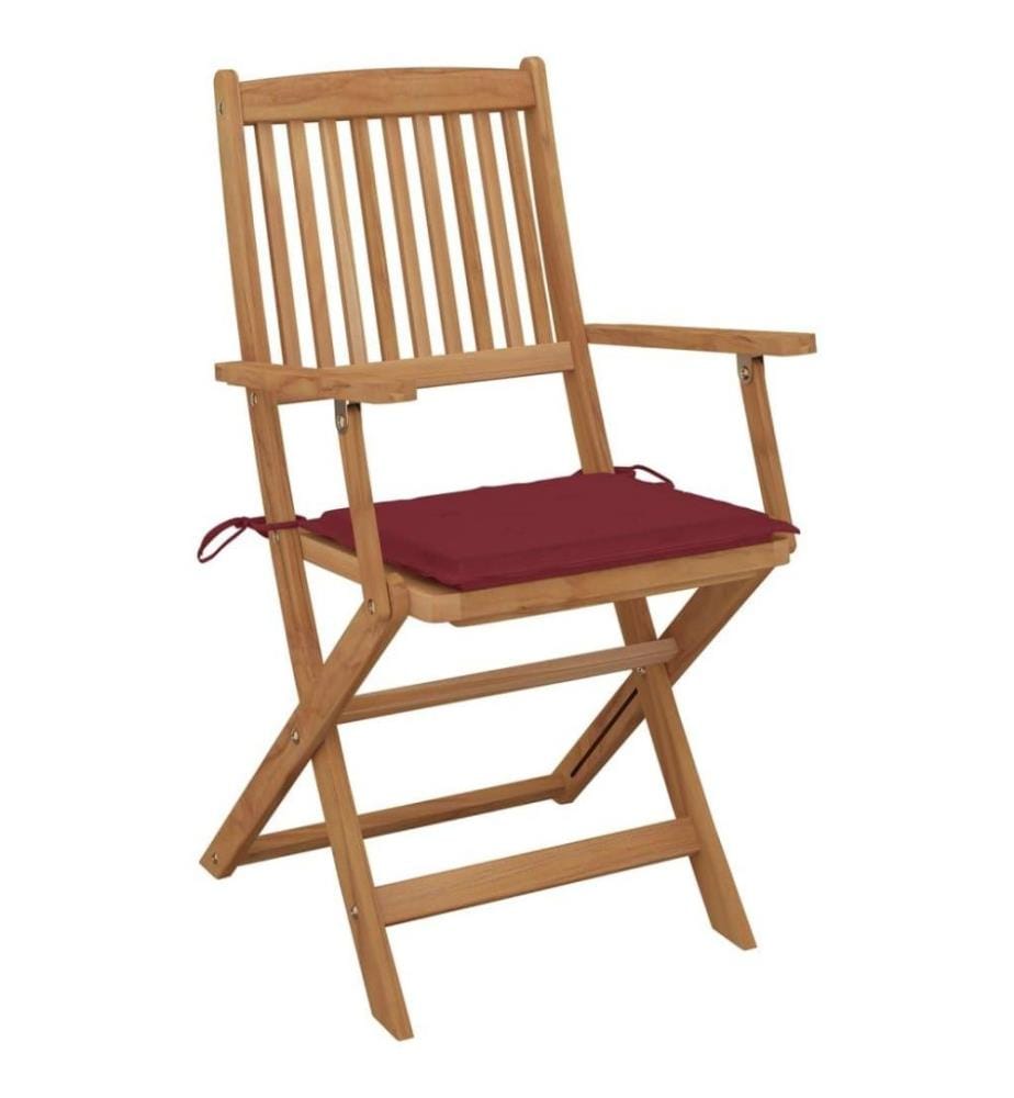 Chaises pliables de jardin 8 pcs avec coussins Bois d'acacia