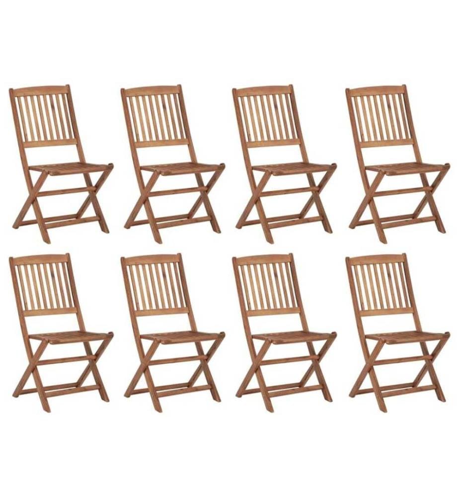 Chaises pliables d'extérieur avec coussins 8 pcs Bois d'acacia