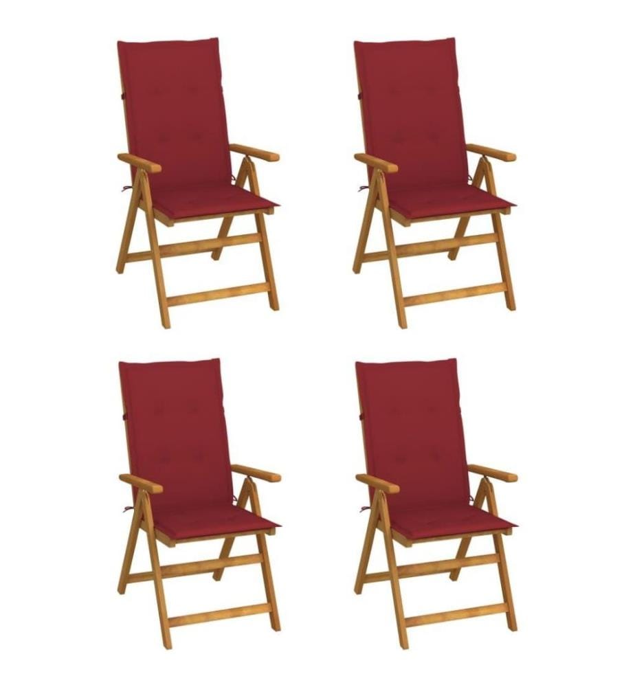 Chaises inclinables de jardin 4 pcs avec coussins Bois d'acacia