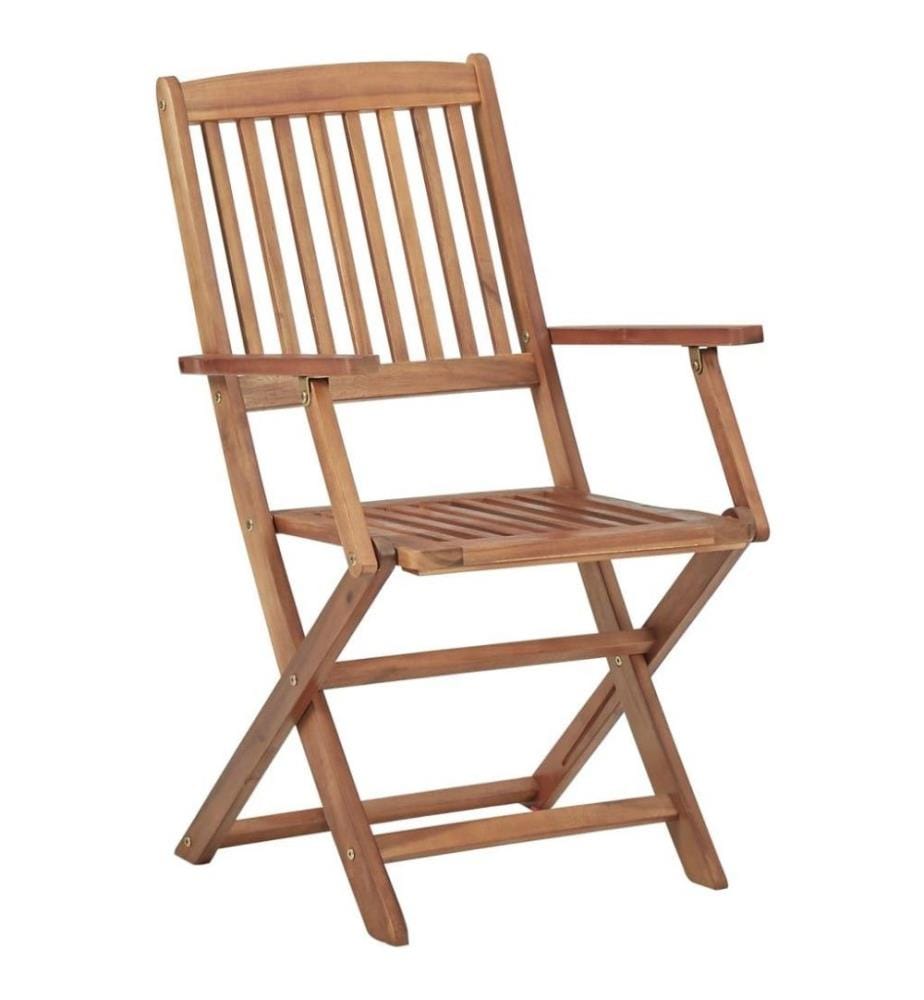 Chaises pliables de jardin 4 pcs avec coussins Bois d'acacia