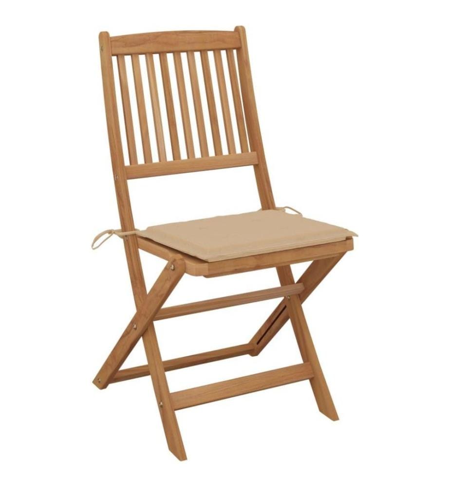Chaises pliables de jardin 4 pcs avec coussins Bois d'acacia