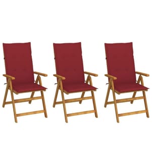 Klappbare Gartenstühle 3 Stk. mit Auflagen Massivholz Akazie