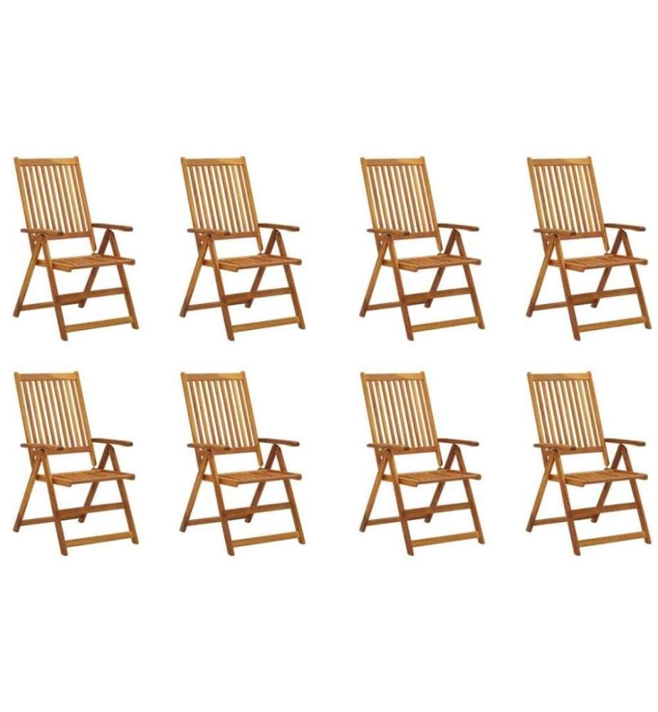 Chaises pliables de jardin avec coussins 8 pcs Bois d'acacia