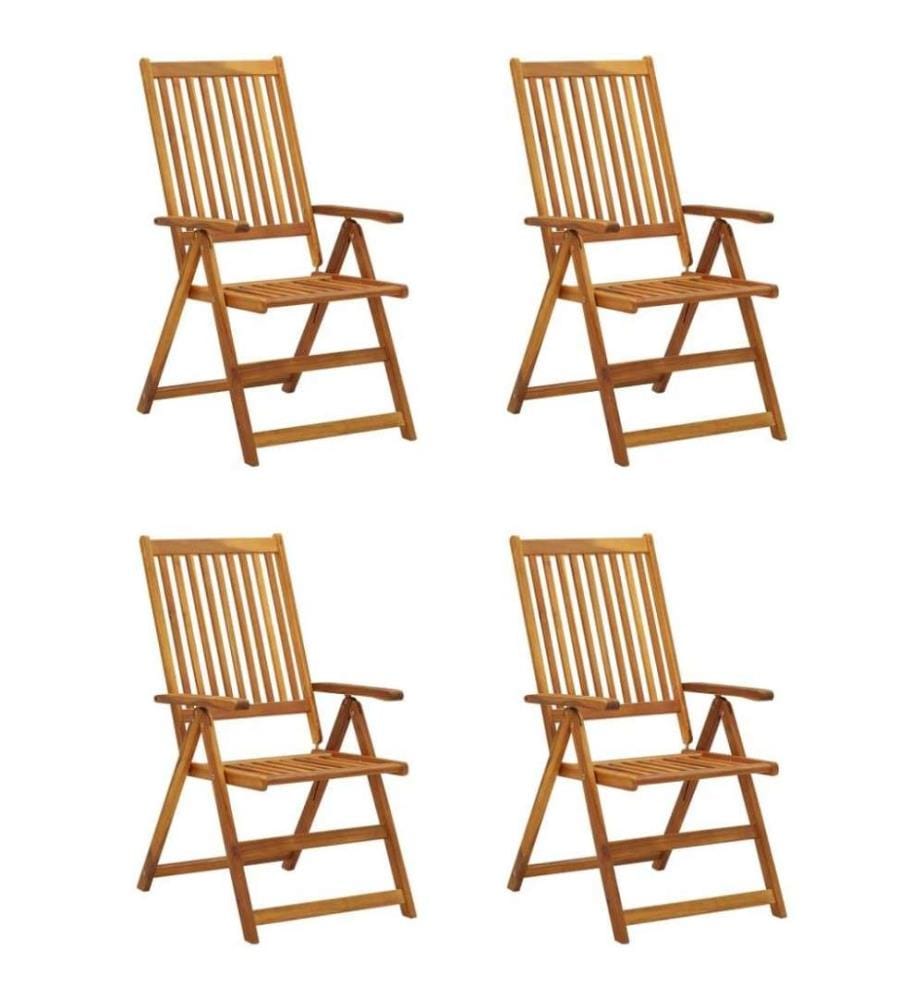 Chaises inclinables de jardin 4 pcs avec coussins Bois d'acacia