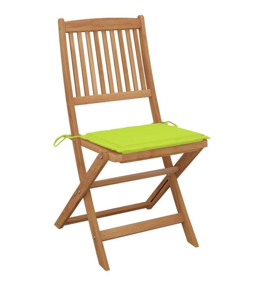 Chaises pliables d'extérieur avec coussins 8 pcs Bois d'acacia
