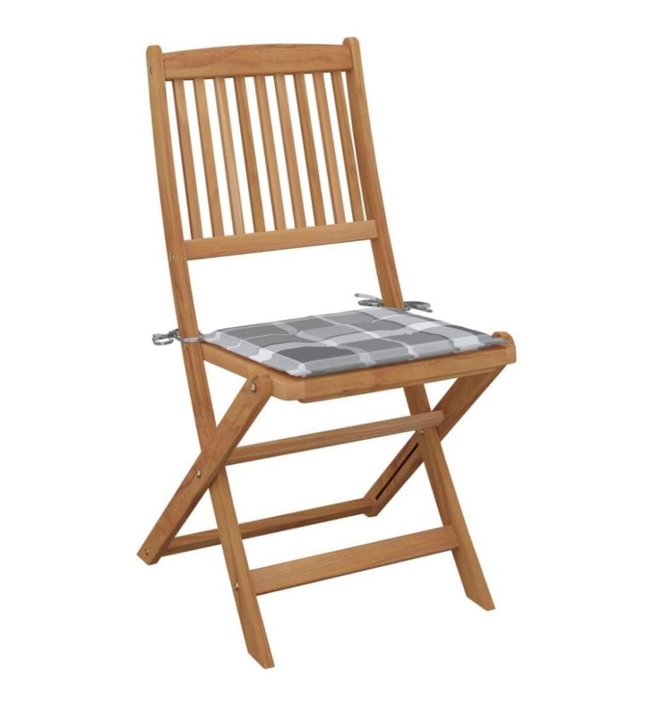 Chaises pliables d'extérieur avec coussins 8 pcs Bois d'acacia
