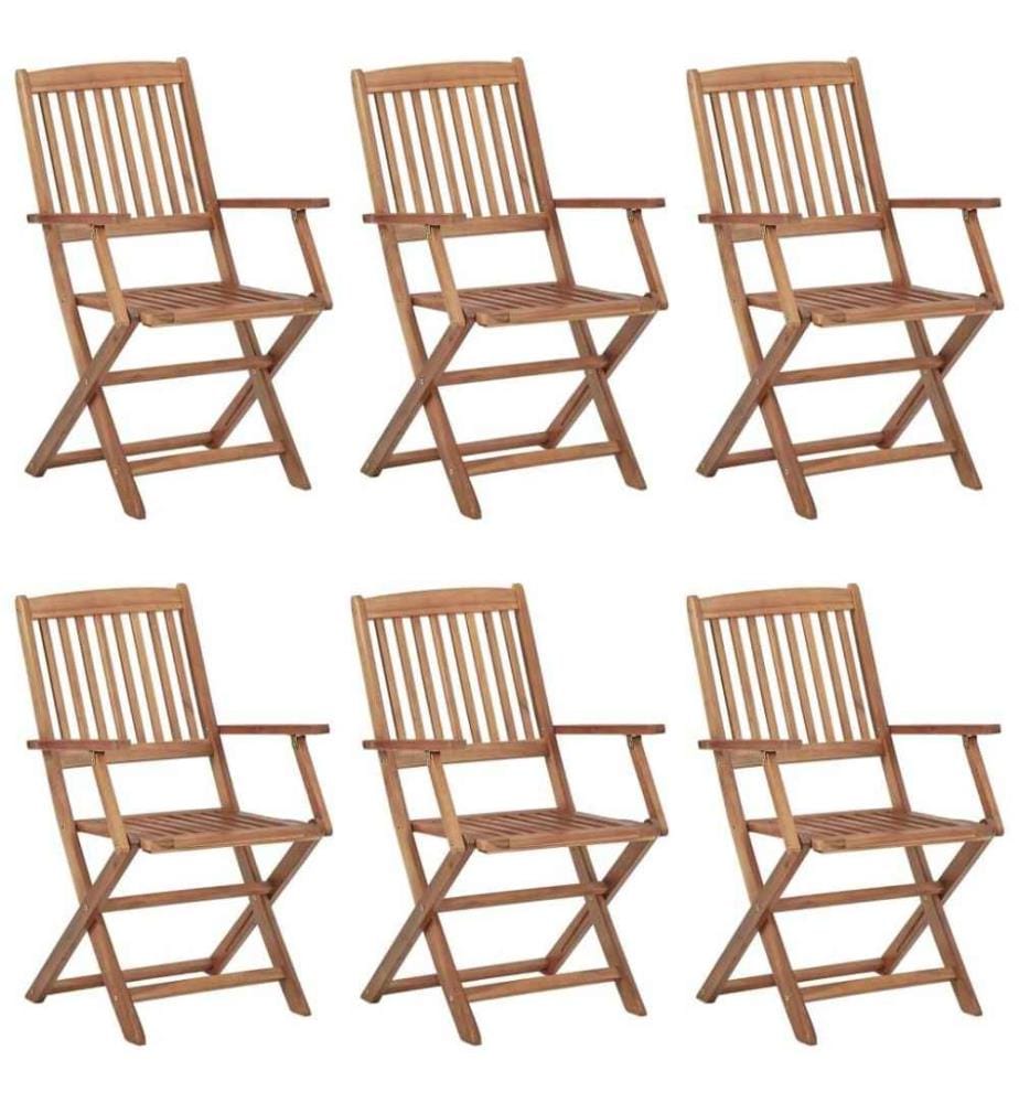Chaises pliables de jardin 6 pcs avec coussins Bois d'acacia