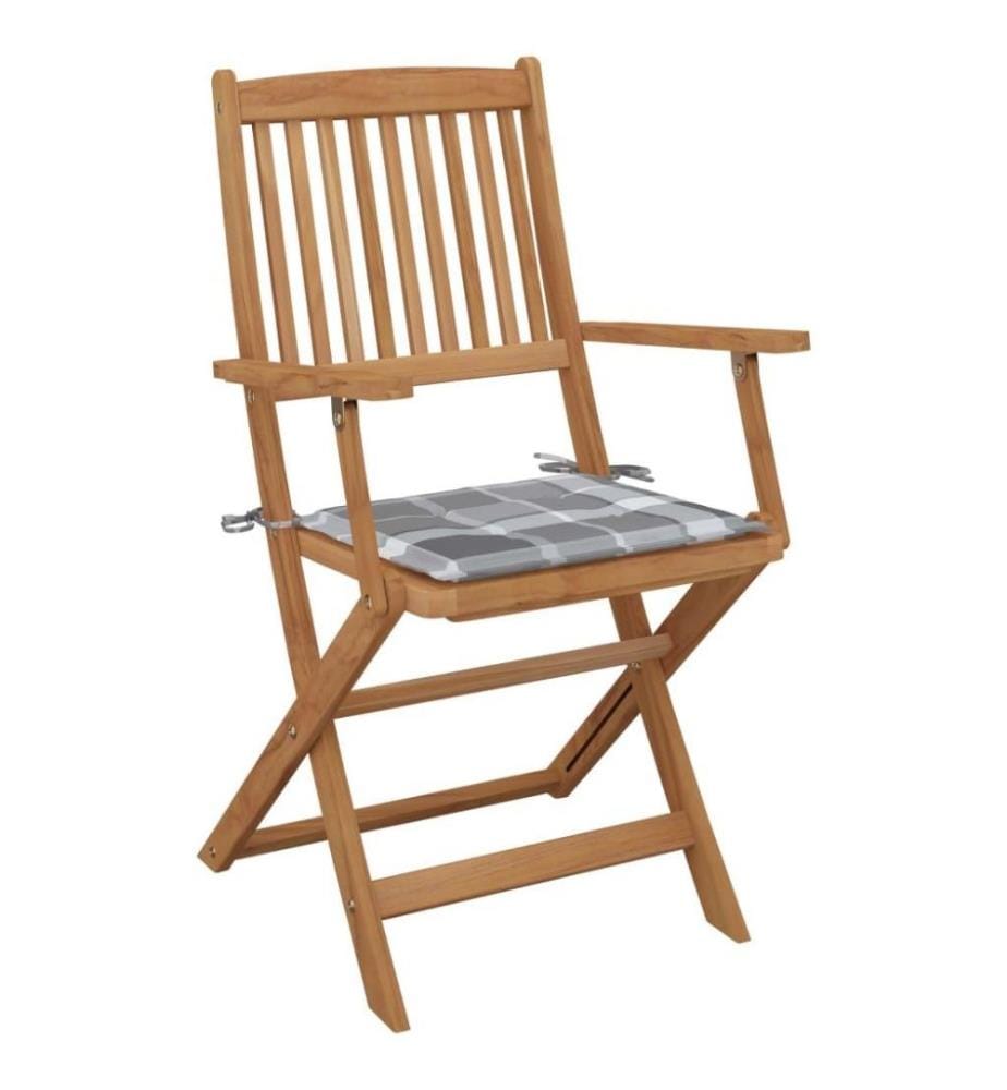 Chaises pliables de jardin 6 pcs avec coussins Bois d'acacia
