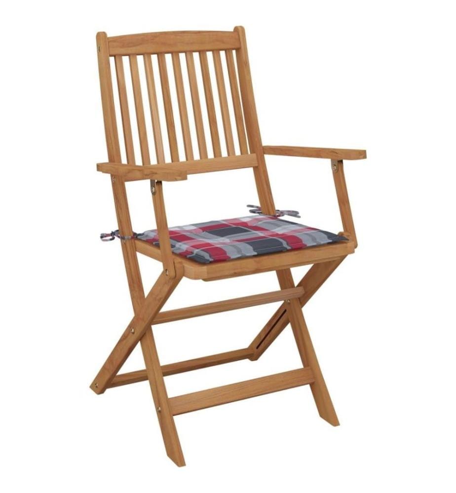 Chaises pliables de jardin 8 pcs avec coussins Bois d'acacia