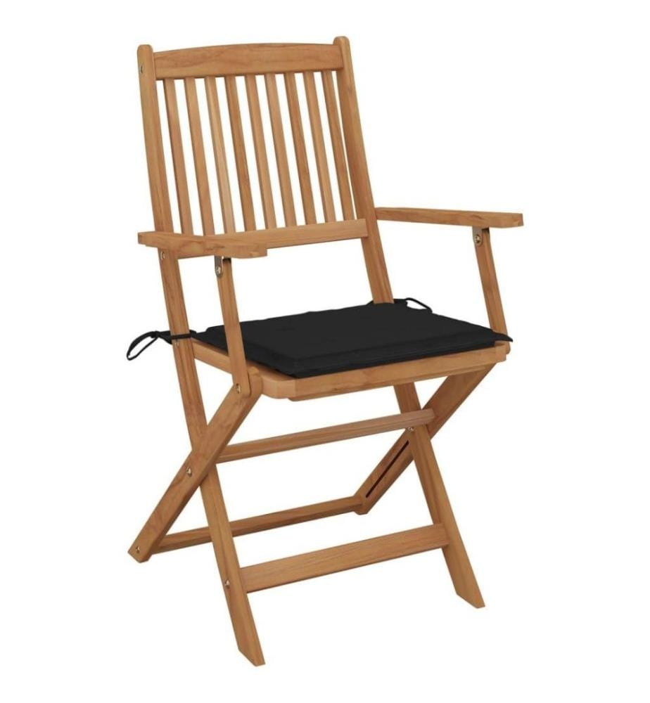 Chaises pliables de jardin 8 pcs avec coussins Bois d'acacia