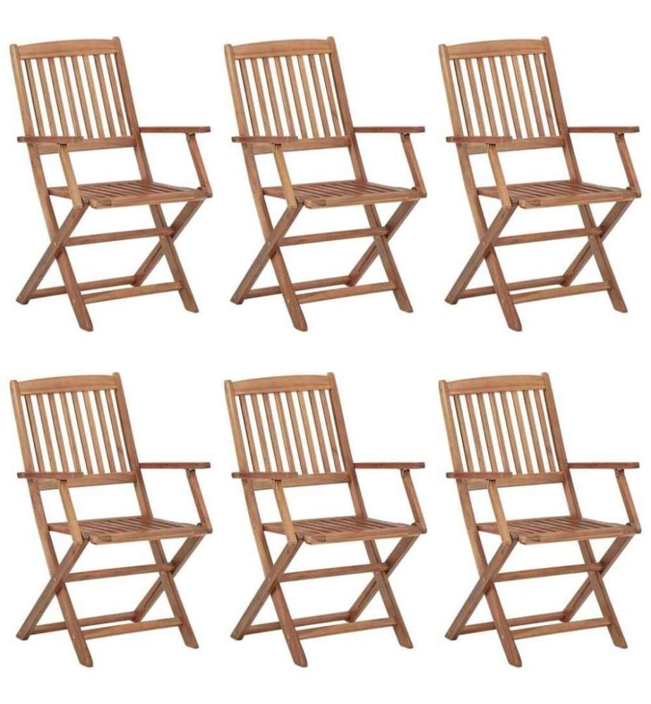 Chaises pliables de jardin 6 pcs avec coussins Bois d'acacia