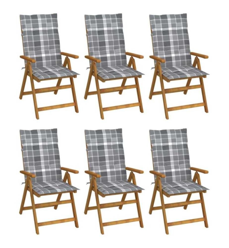 Chaises pliables de jardin 6 pcs avec coussins Bois d'acacia