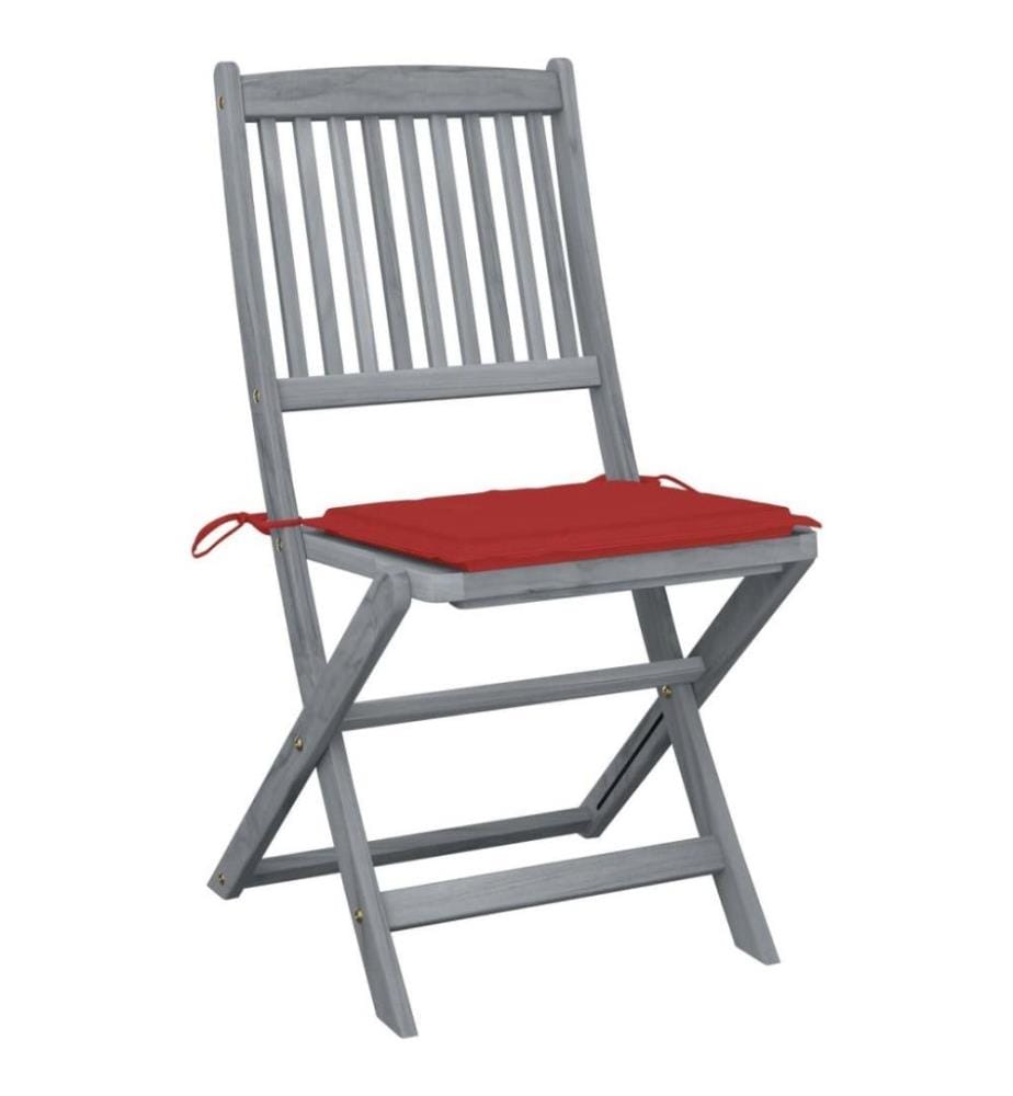 Chaises pliables d'extérieur 4 pcs avec coussins Bois d'acacia
