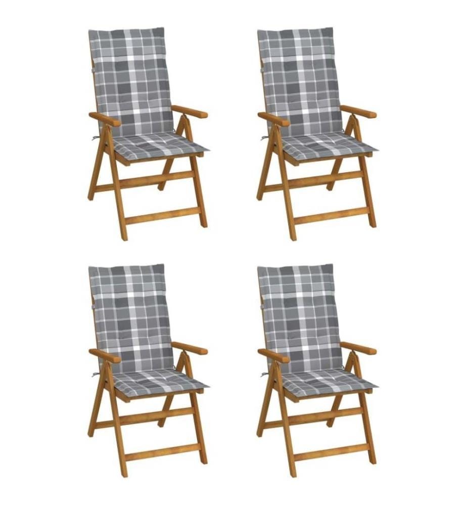 Chaises inclinables de jardin 4 pcs avec coussins Bois d'acacia