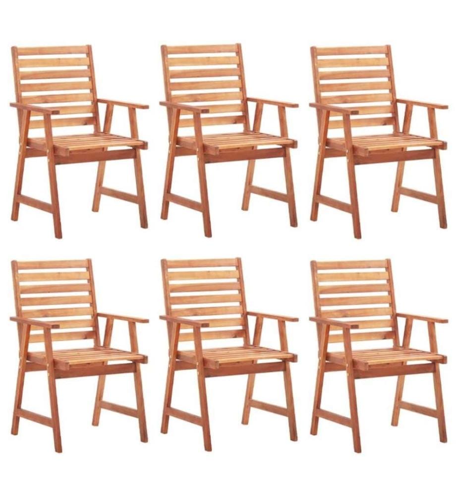 Chaises à dîner d'extérieur 6 pcs avec coussins Acacia massif