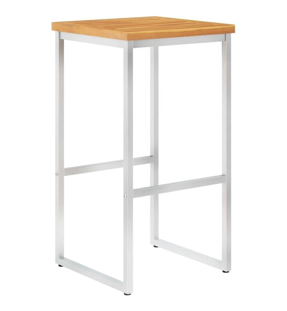 Chaises de bar lot de 4 bois d'acacia solide/acier inoxydable