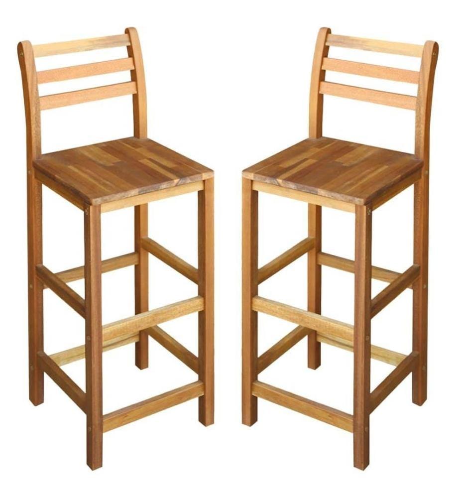 Tabourets de bar lot de 2 bois d'acacia massif