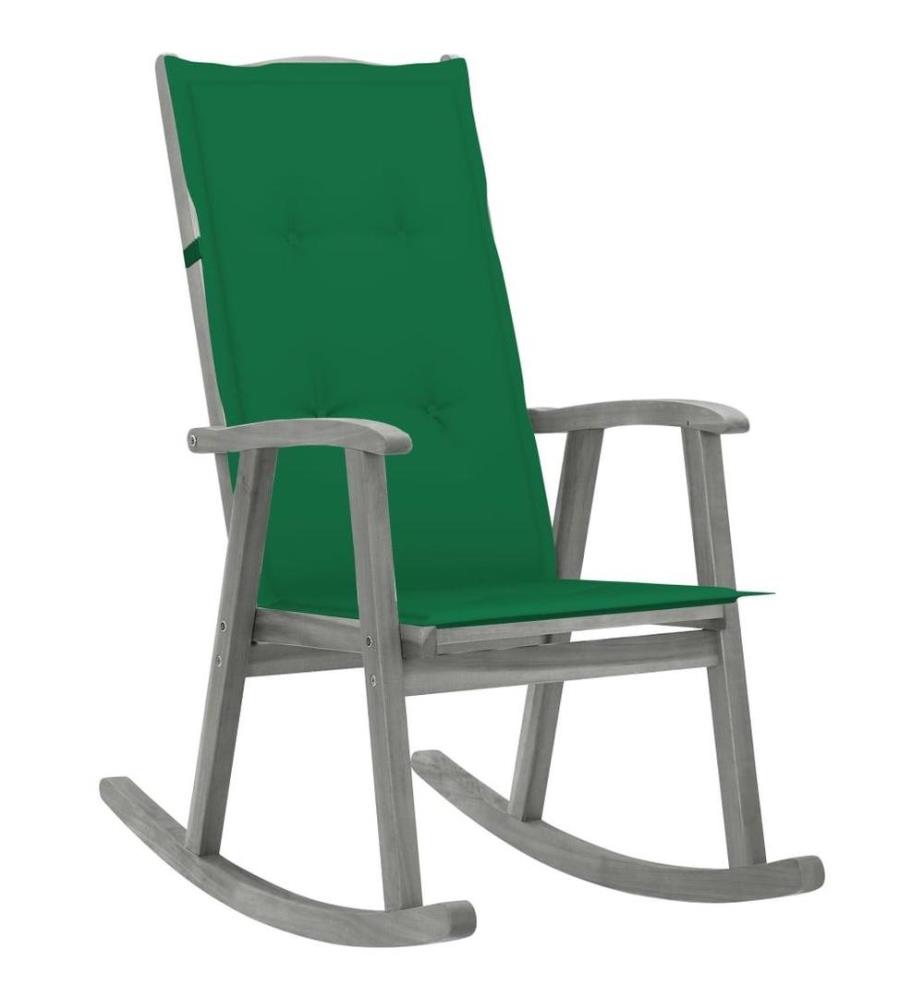 Chaise à bascule avec coussins Gris Bois d'acacia massif