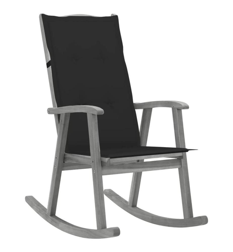 Chaise à bascule avec coussins Gris Bois d'acacia massif
