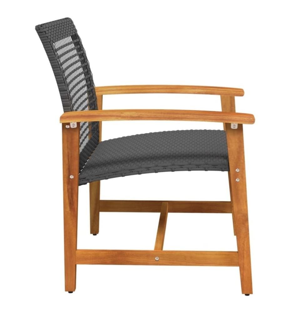 Gartenstühle 2 Stk. Schwarz Poly Rattan und Akazienholz