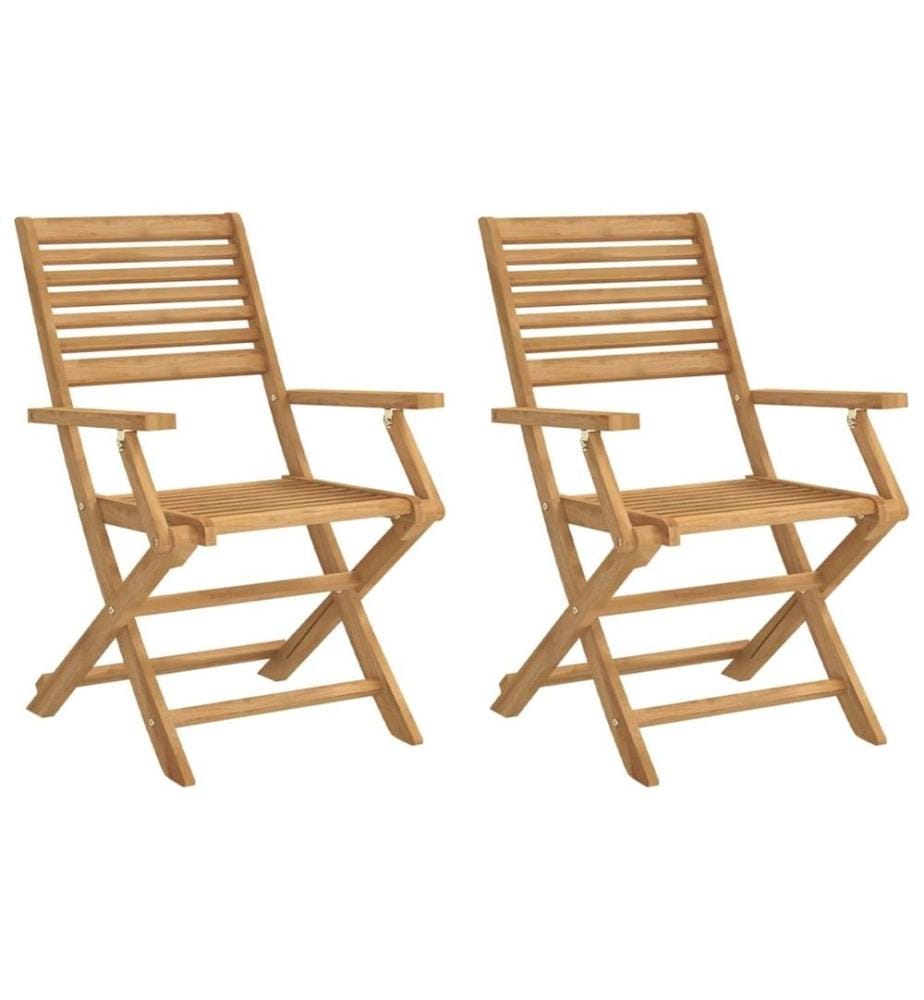 Chaises pliables de jardin 2 pcs bois massif d'acacia