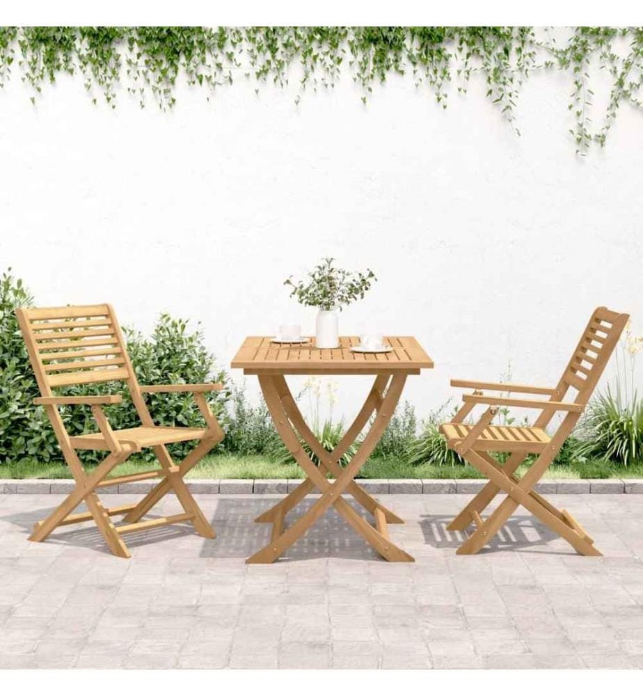 Chaises pliables de jardin 2 pcs bois massif d'acacia