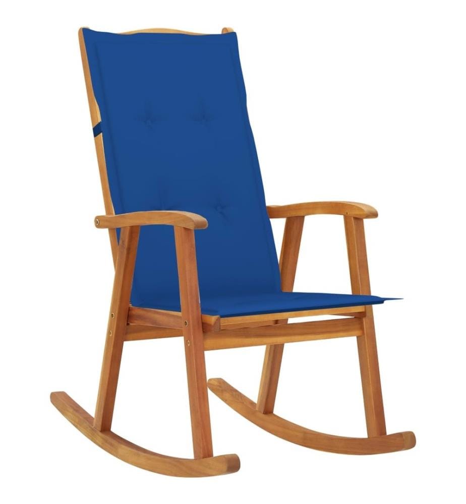 Chaise à bascule avec coussins Bois d'acacia massif