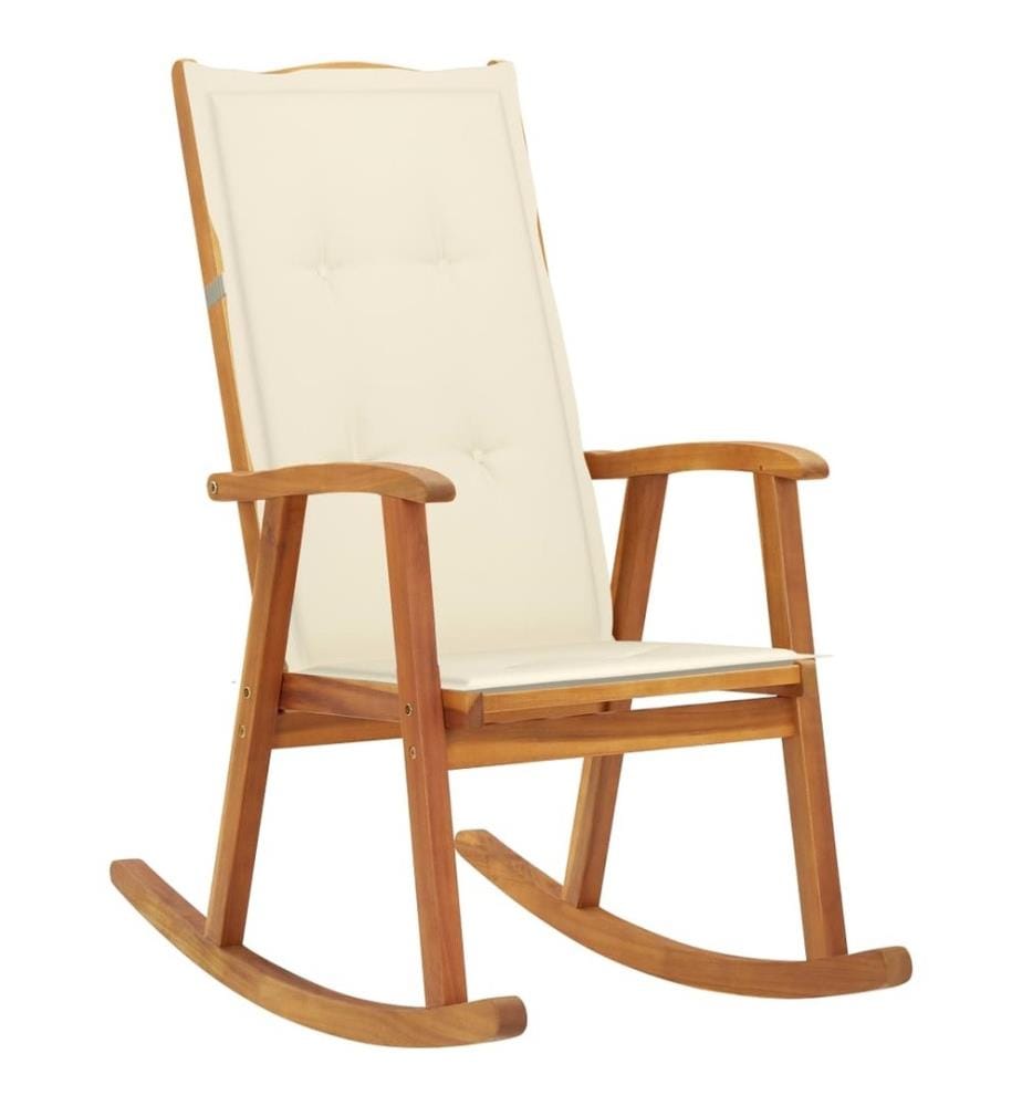 Chaise à bascule avec coussins Bois d'acacia massif