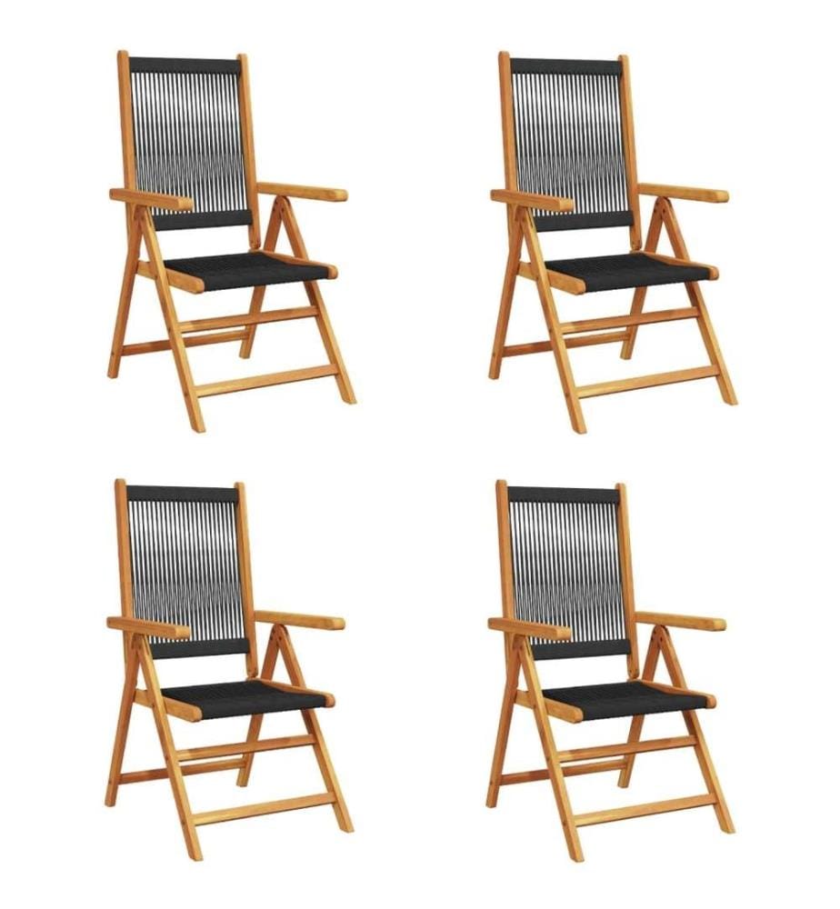 Gartenstuhl Verstellbar 4 Stk. Schwarz Massivholz Akazie