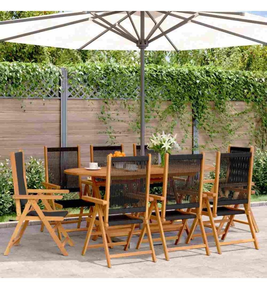 Gartenstuhl Verstellbar 8 Stk. Schwarz Massivholz Akazie
