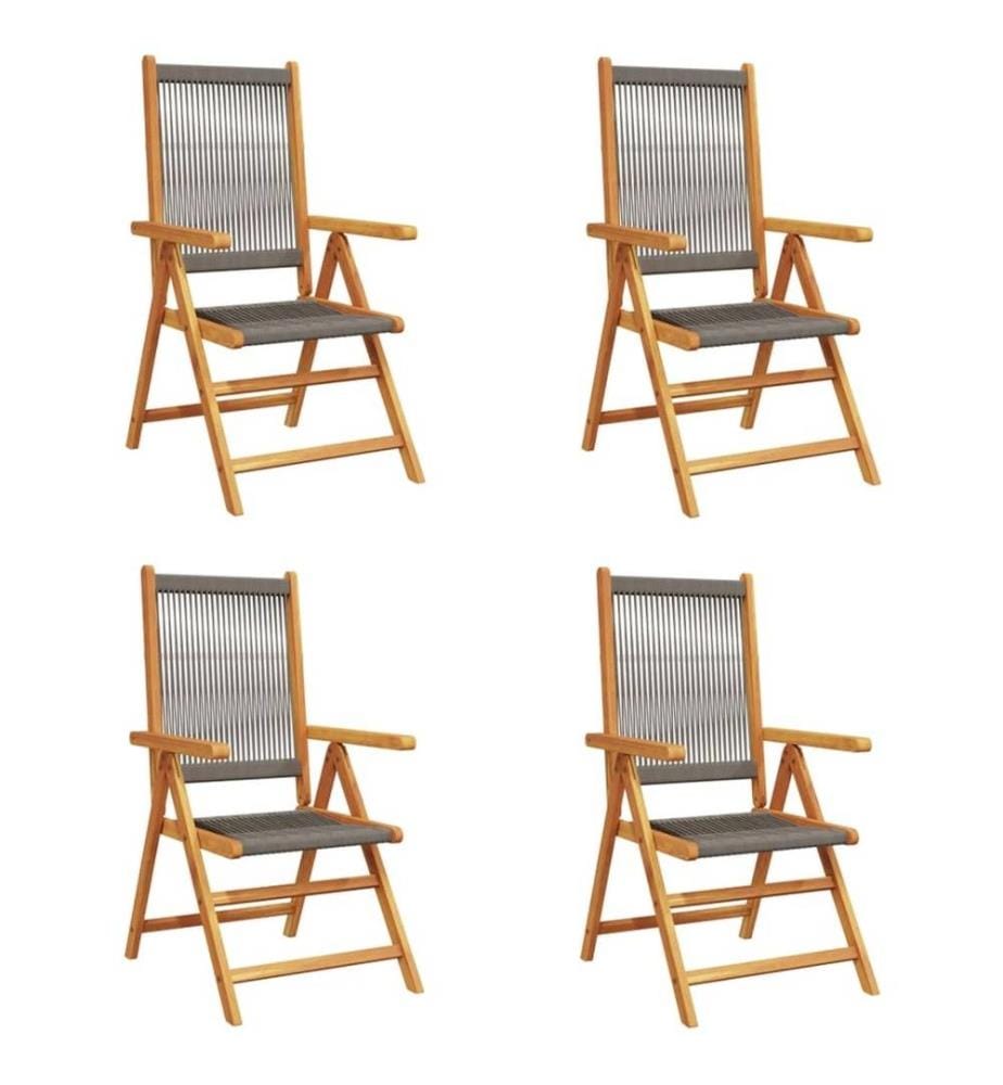Gartenstuhl Verstellbar 4 Stk. Grau Massivholz Akazie