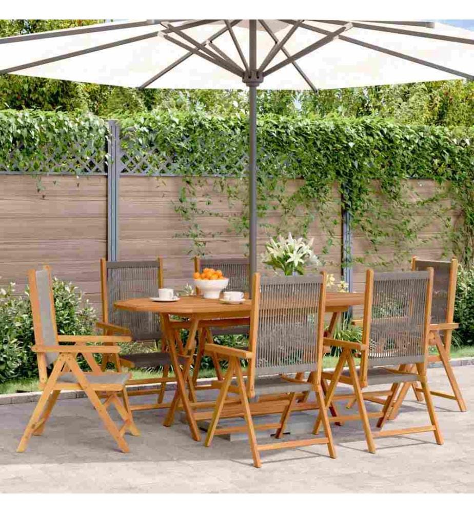 Gartenstuhl Verstellbar 6 Stk. Grau Massivholz Akazie