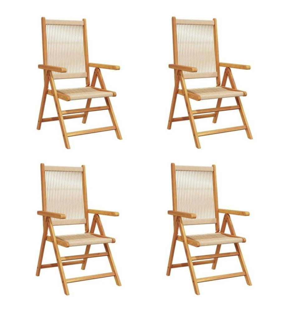 Gartenstuhl Verstellbar 4 Stk. Beige Massivholz Akazie