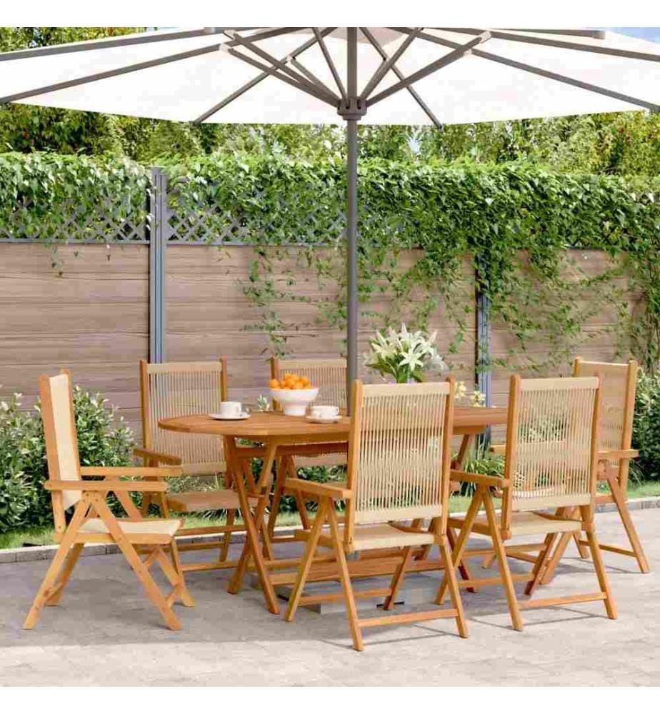 Gartenstuhl Verstellbar 6 Stk. Beige Massivholz Akazie